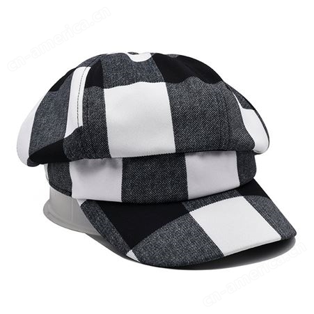 2023年新款帽子女秋冬格子贝雷帽代工 按需定制加印logo